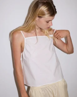 Gathered Strap Top | White