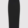 Raw Edge Column Maxi Skirt |  Black