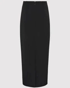 Raw Edge Column Maxi Skirt | Black
